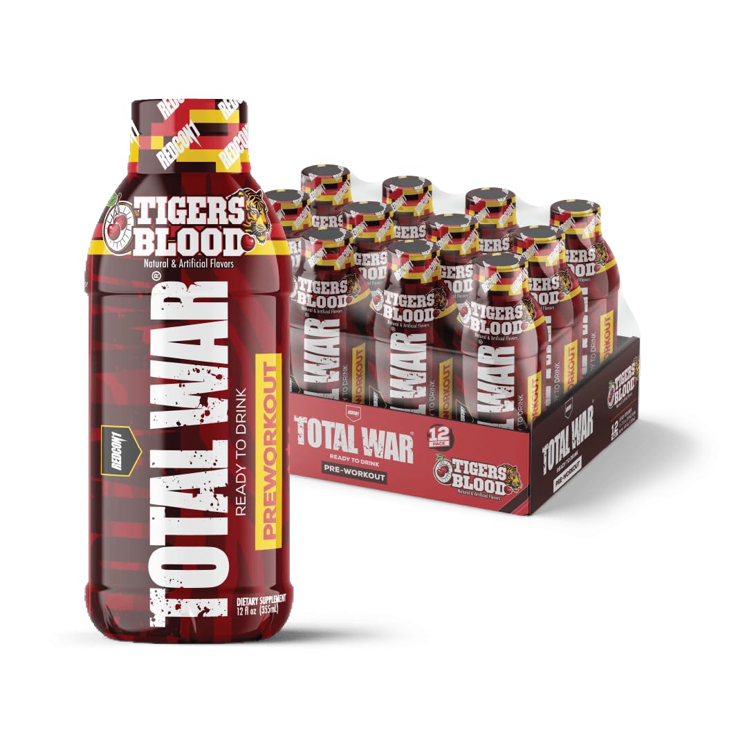 REDCON1 Total War Ready to Drink Pre Workout | Rainbow Candy | 365mg Caffeine + Citrulline Malate + Beta Alanine | Zero Sugar (12 Pack)