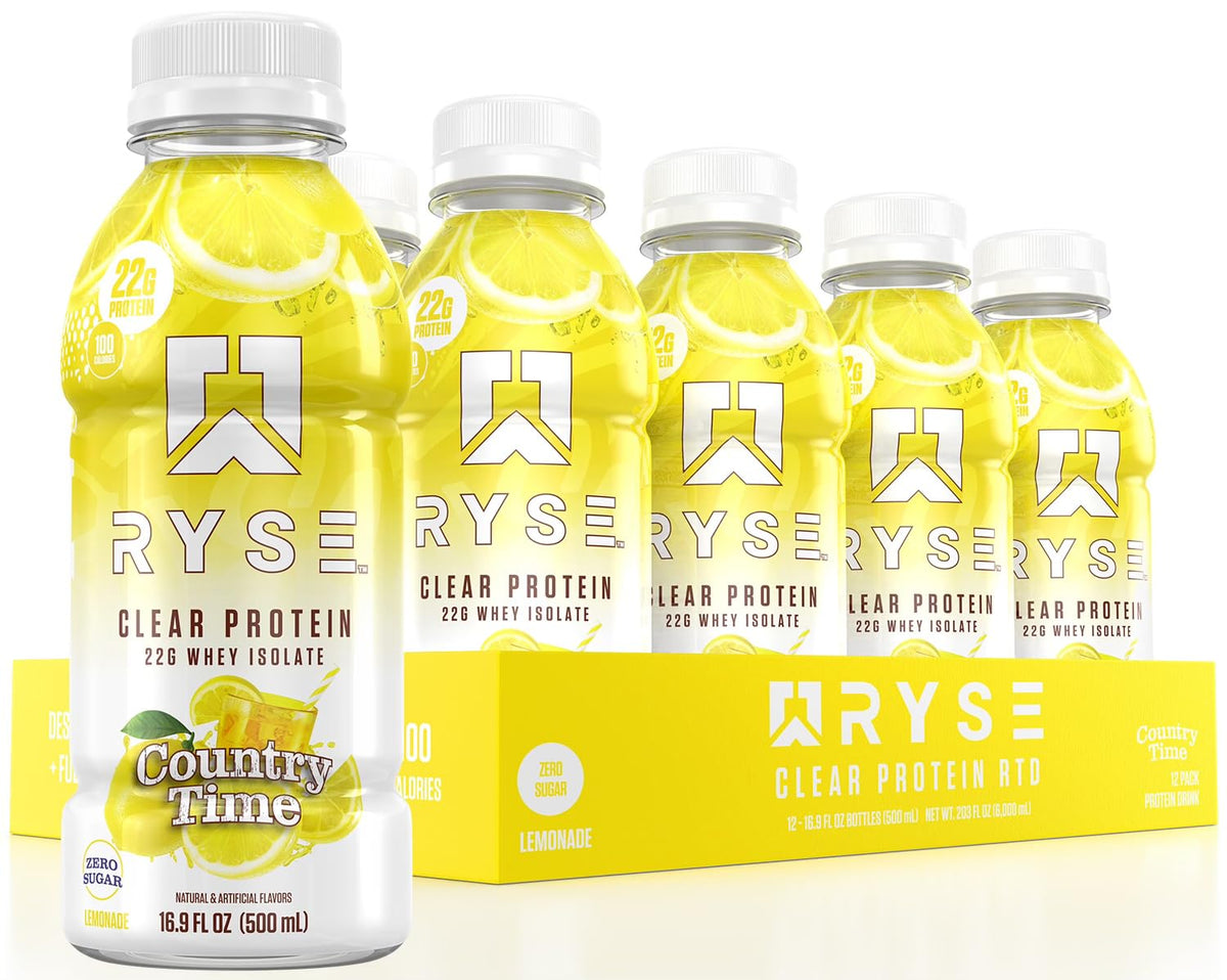 RYSE Clear Protein Drink - Variety Pack - 100 Calories, 22g Whey Isolate Protein Shake, Sugar-Free, 0g Fat & Lactose-Free - Refreshing Ready-to-Drink Beverage - 16.9 fl oz Bottles (12-Pack)