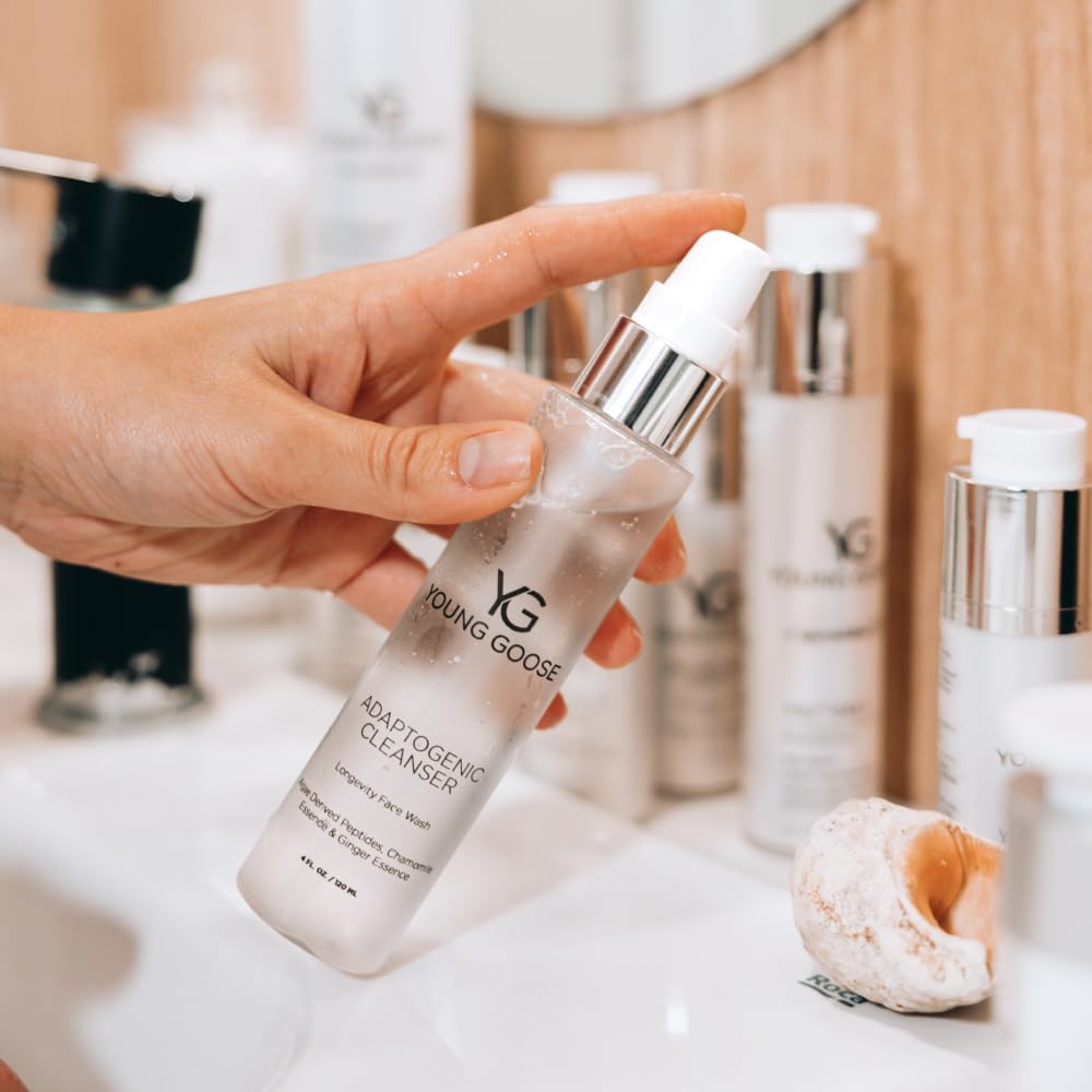 Young Goose, Adaptogenic Cleanser | Gentle Facial Cleanser | Soap Free, Paraben Free | Normal to Sensitive Skin | Large 120ml
