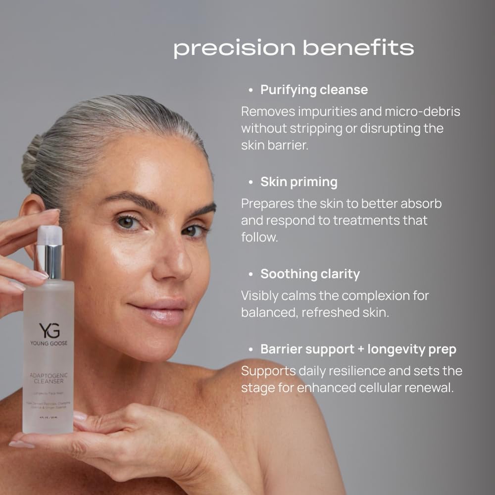 Young Goose, Adaptogenic Cleanser | Gentle Facial Cleanser | Soap Free, Paraben Free | Normal to Sensitive Skin | Large 120ml