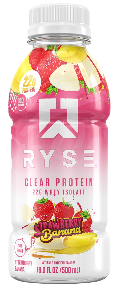 RYSE Clear Protein Drink - Variety Pack - 100 Calories, 22g Whey Isolate Protein Shake, Sugar-Free, 0g Fat & Lactose-Free - Refreshing Ready-to-Drink Beverage - 16.9 fl oz Bottles (12-Pack)