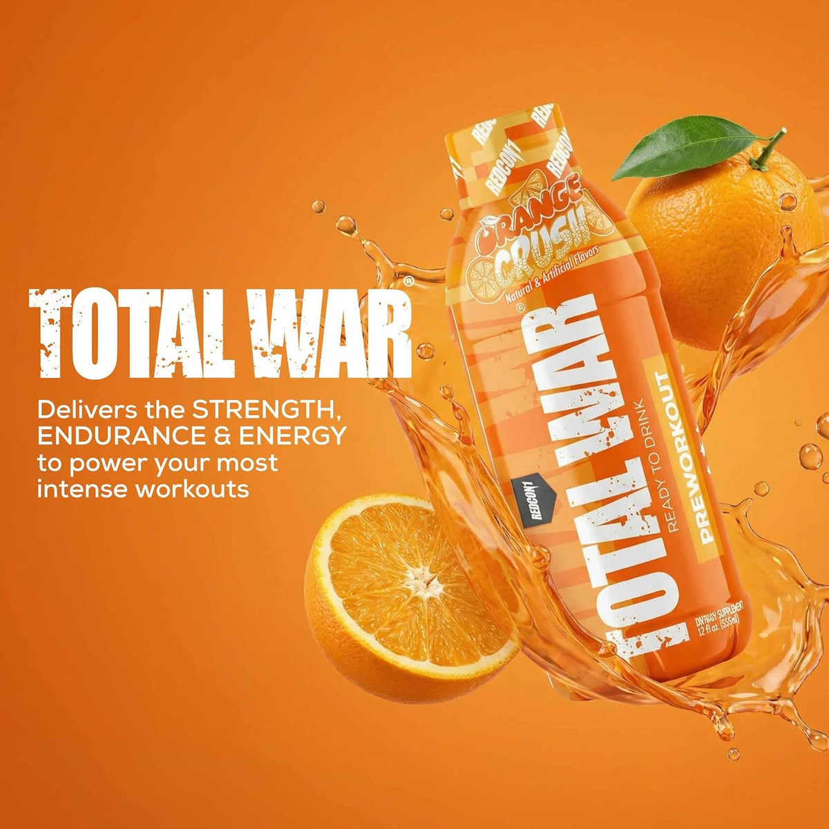 REDCON1 Total War Ready to Drink Pre Workout | Rainbow Candy | 365mg Caffeine + Citrulline Malate + Beta Alanine | Zero Sugar (12 Pack)