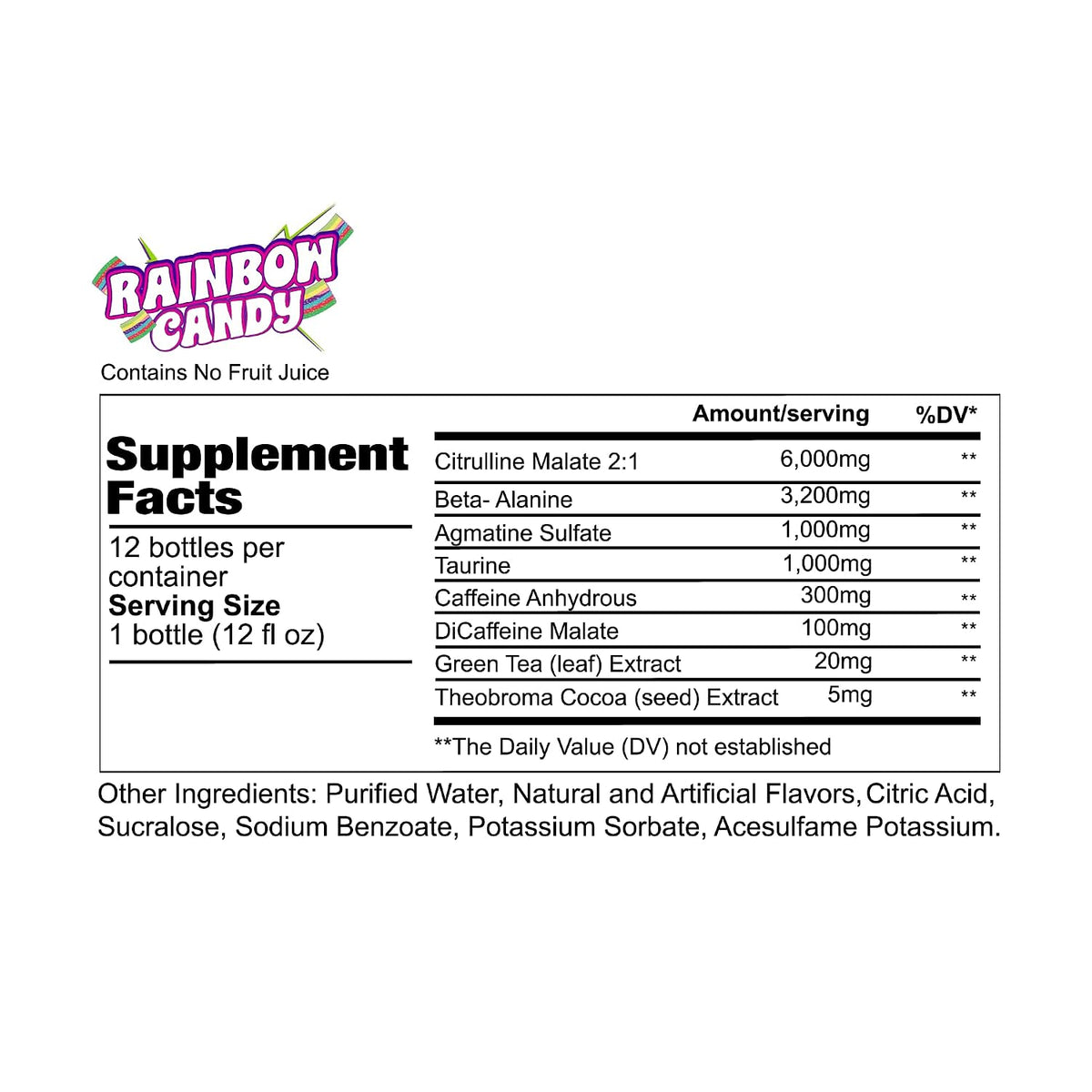 REDCON1 Total War Ready to Drink Pre Workout | Rainbow Candy | 365mg Caffeine + Citrulline Malate + Beta Alanine | Zero Sugar (12 Pack)