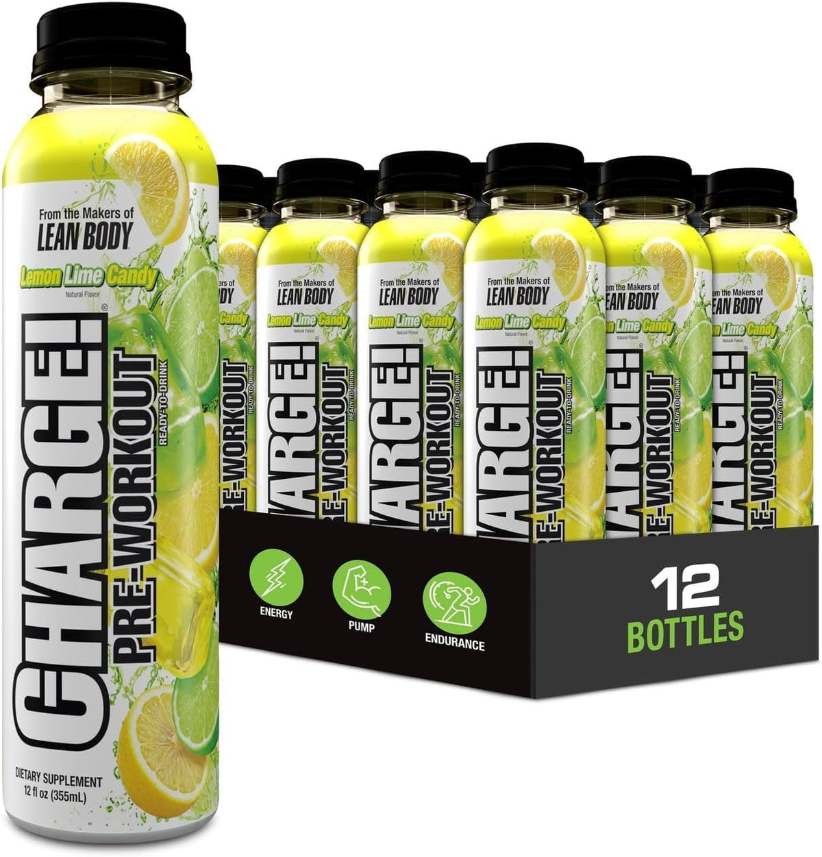 LABRADA Charge Pre Workout Tart Berry Candy RTD Drink – Pump, Energy, Endurance Formula with 10g Glycerol, 6g L-Citrulline Malate, 4g Beta Alanine, 300mg Caffeine, + Complete Hydration Support, 12 Serving
