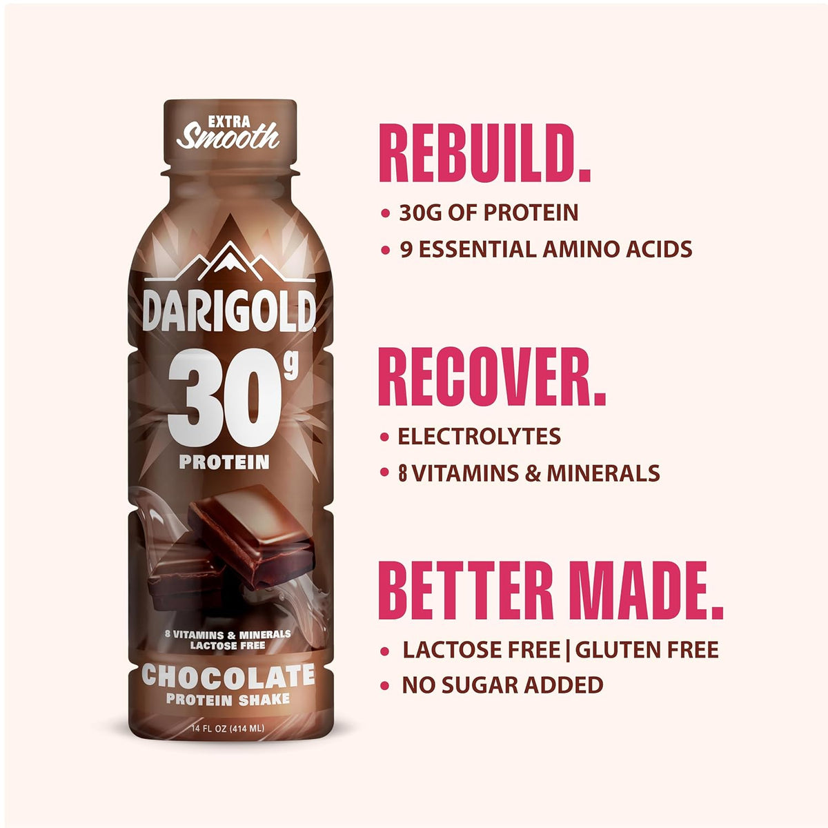 Darigold Chocolate Protein Shake, 30g per Serving Protein Drink (14oz 12ct)