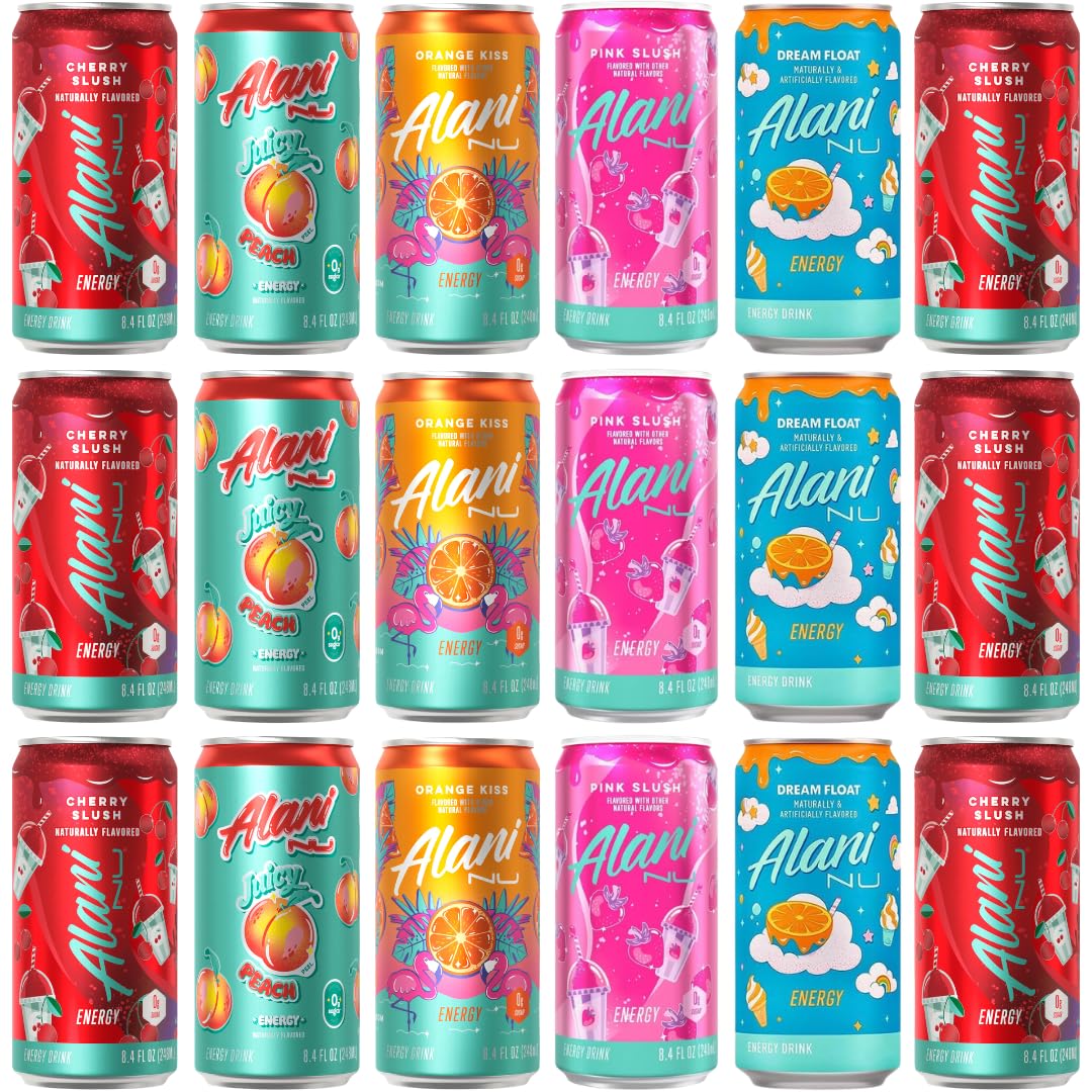 Alani Nu Energy Drink Mini Cans Variety Pack – 5 Flavors, 18 Pack (8.4 Fl Oz Mini Cans) – Sugar Free, Zero Sugar, 10 Calories, 100mg Caffeine, Biotin & B Vitamins – Compact Size Perfect for On The Go