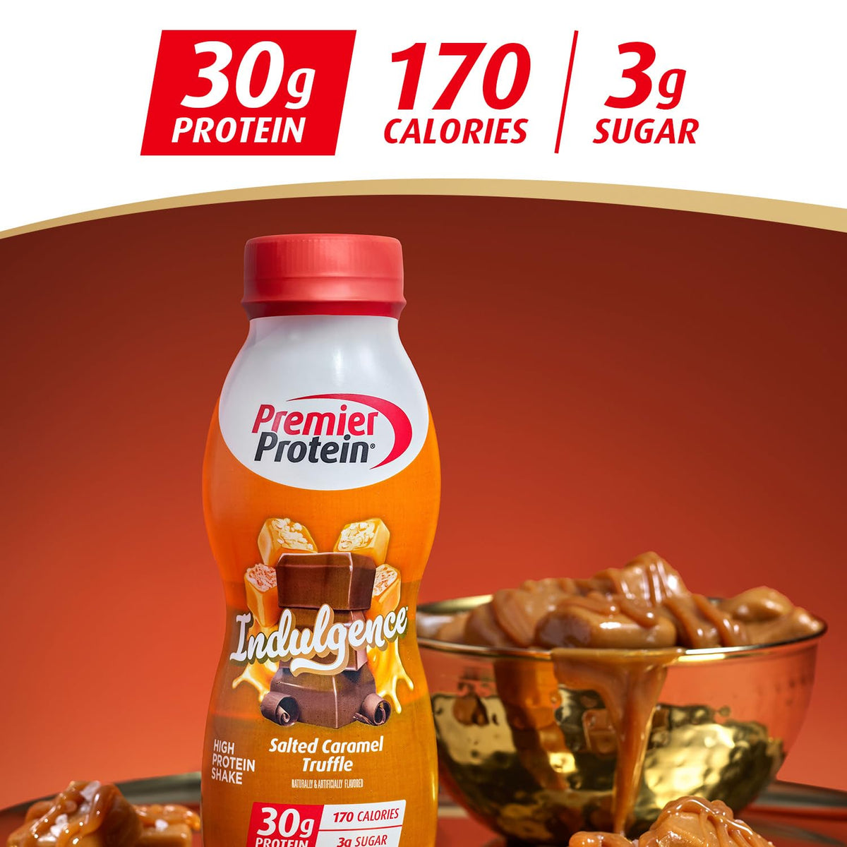 Premier Protein INDULGENCE 30g Shake, Salted Caramel Truffle, 12 Pack