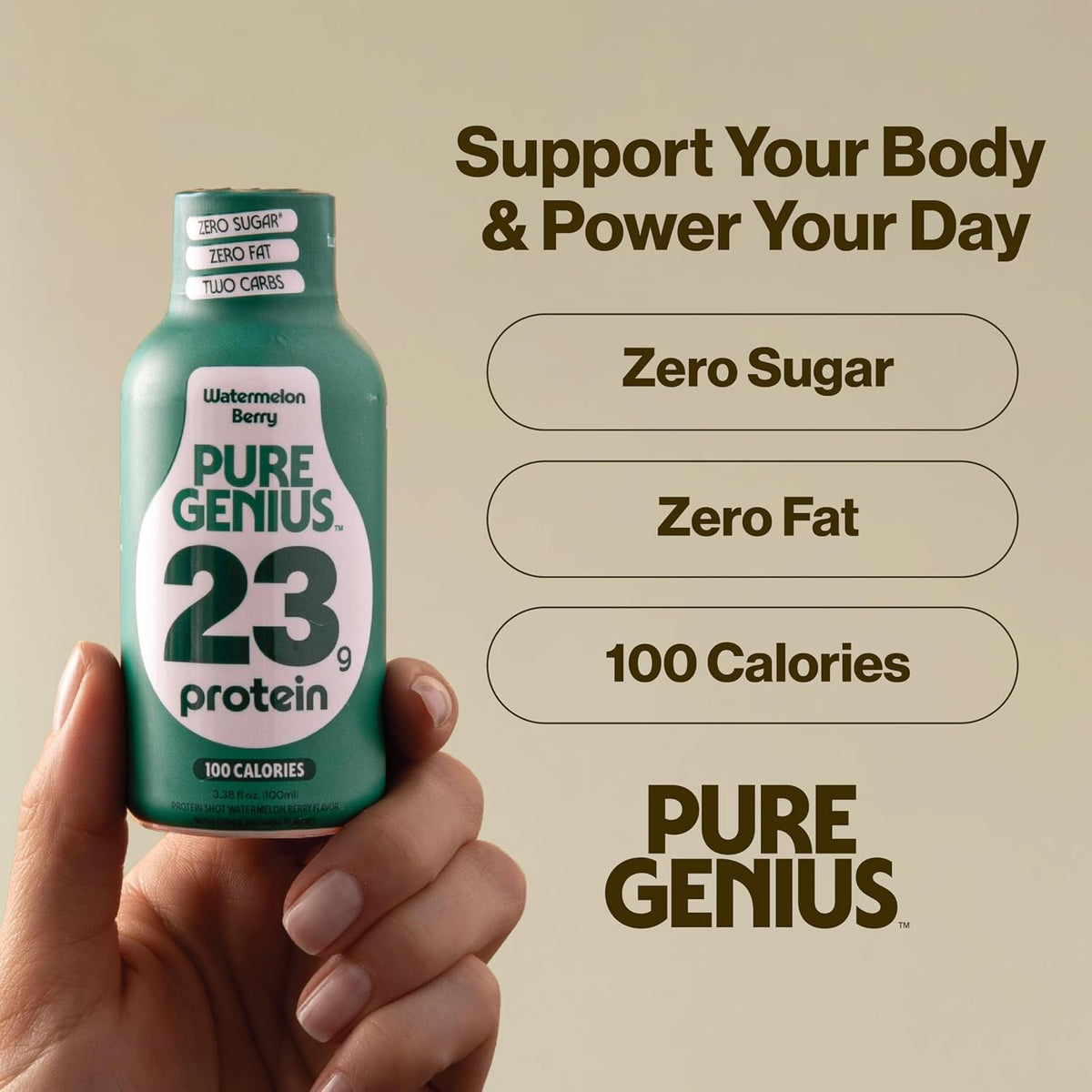 Pure Genius 23g Protein Shot | 100 Calories, No Sugar, No Fat | 24 Shots