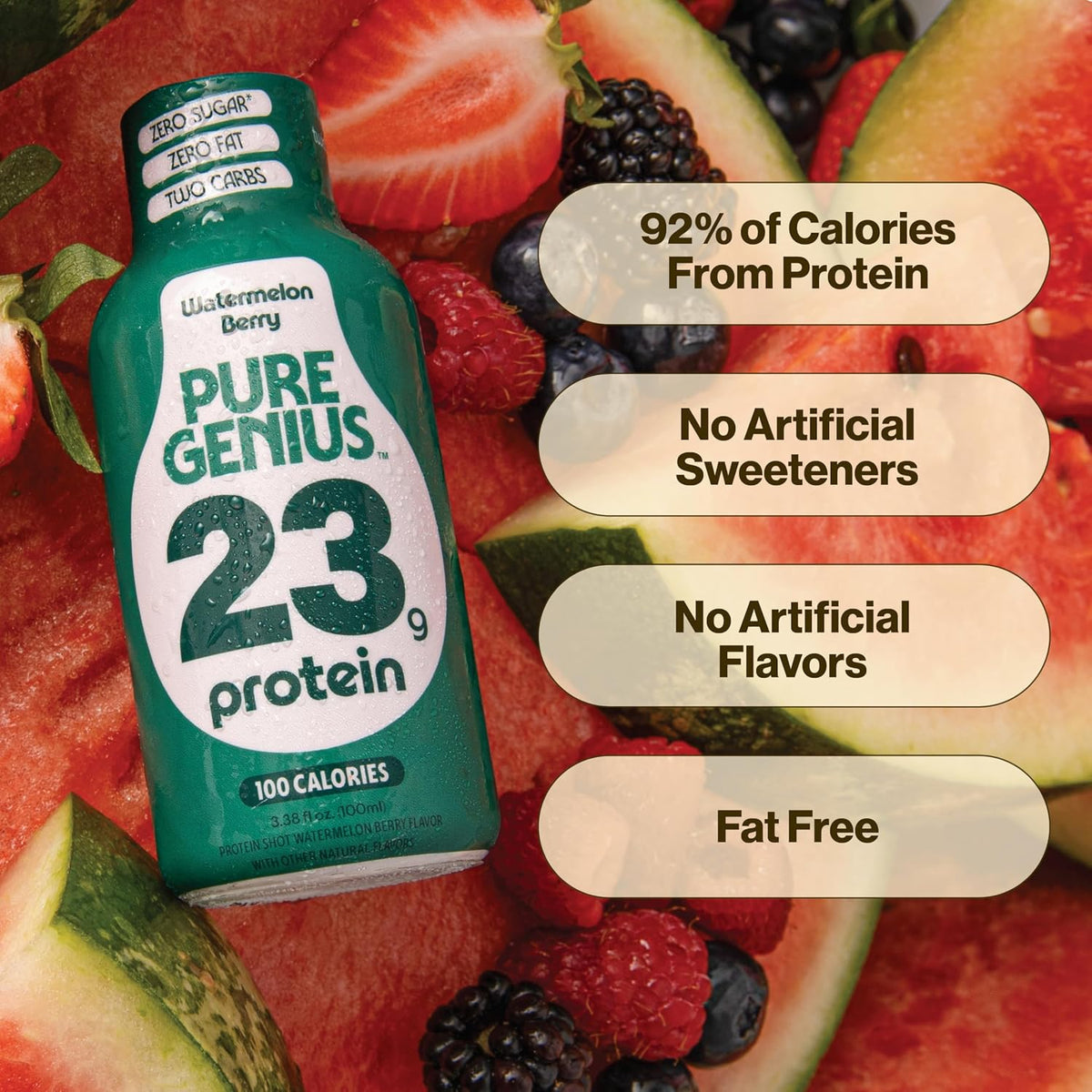 Pure Genius 23g Protein Shot | 100 Calories, No Sugar, No Fat | 24 Shots