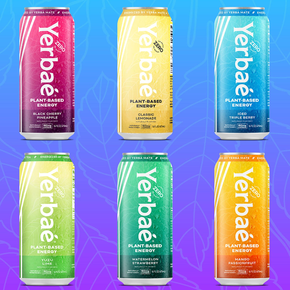Yerbaé Energy Beverage - Variety Power Pack, 0 Sugar, 0 Calories, 0 Carbs. Yerbae is Energized by Yerba Mate, Plant-Based, Healthy Alternative to Sugary Energy Drinks, 16oz cans (12 Pack)