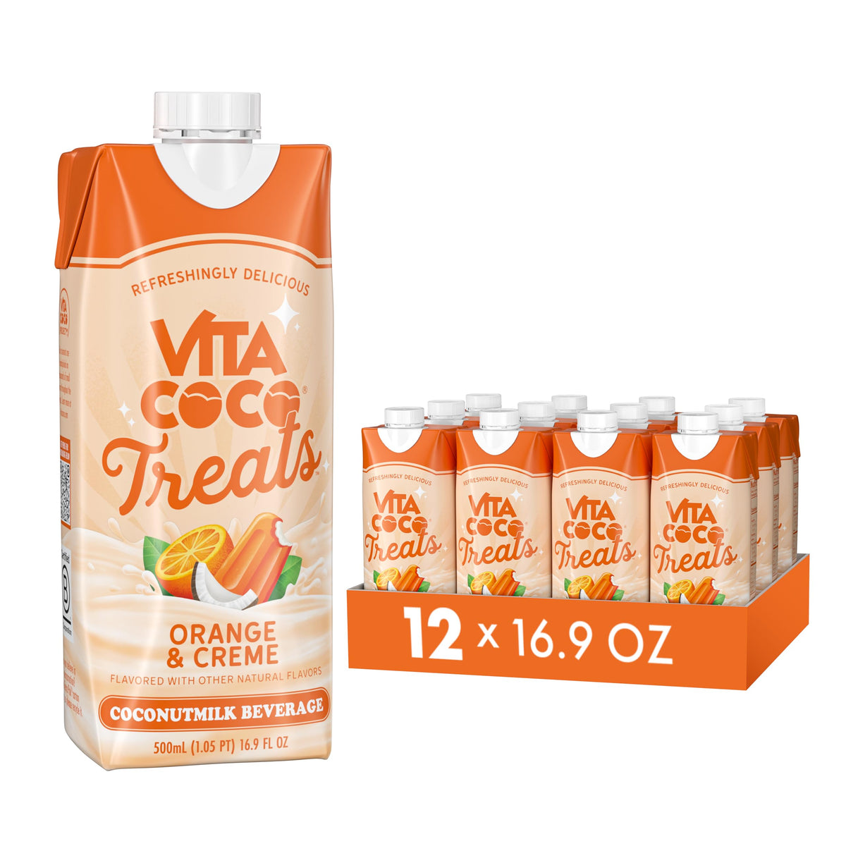 Vita Coco Treats Strawberries & Creme Coconut Milk Drink | Sweet, Refreshing, Treat | Cremey Pink Drink Alternative | 16.9 fl oz (Pack of 12)