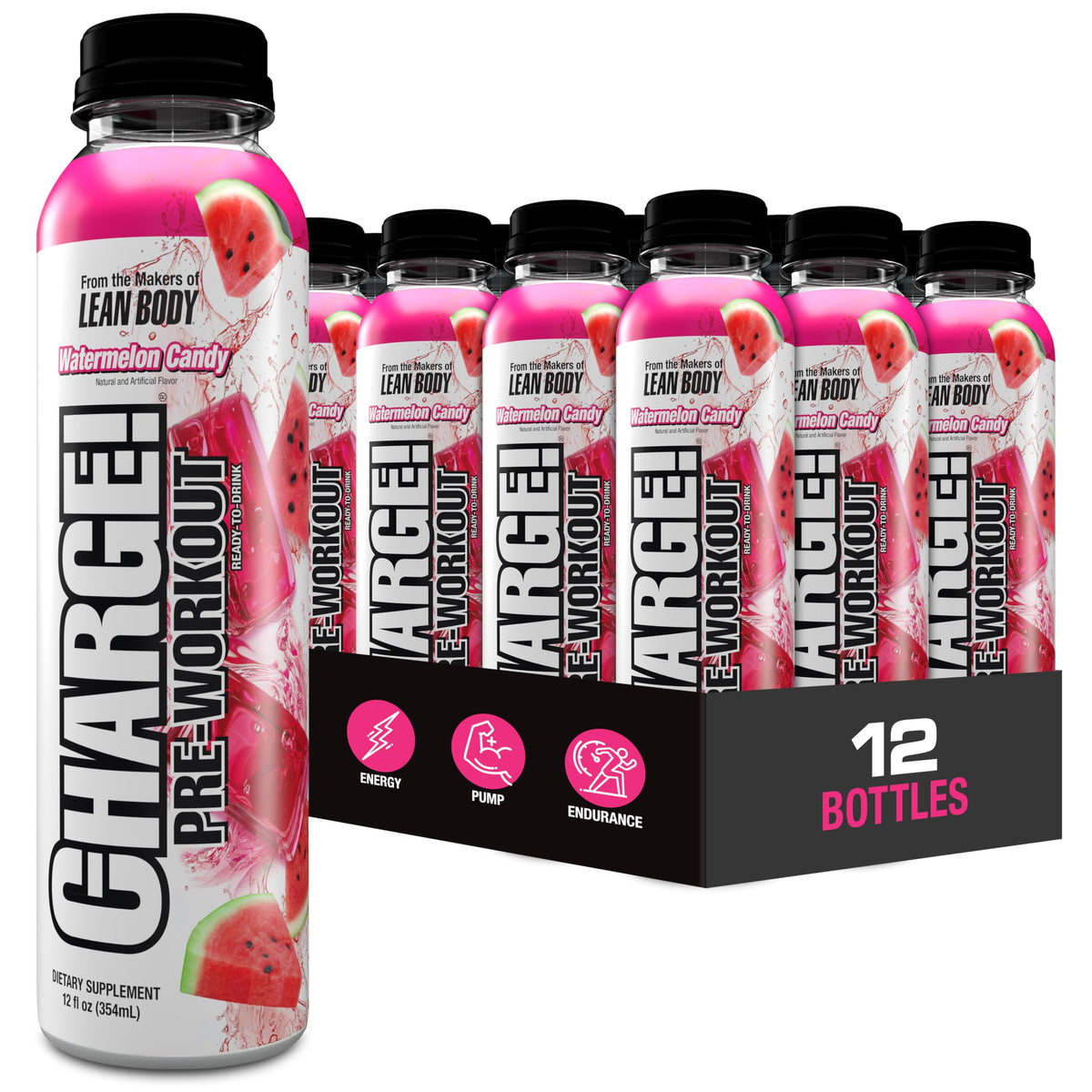 LABRADA Charge Pre Workout Tart Berry Candy RTD Drink – Pump, Energy, Endurance Formula with 10g Glycerol, 6g L-Citrulline Malate, 4g Beta Alanine, 300mg Caffeine, + Complete Hydration Support, 12 Serving