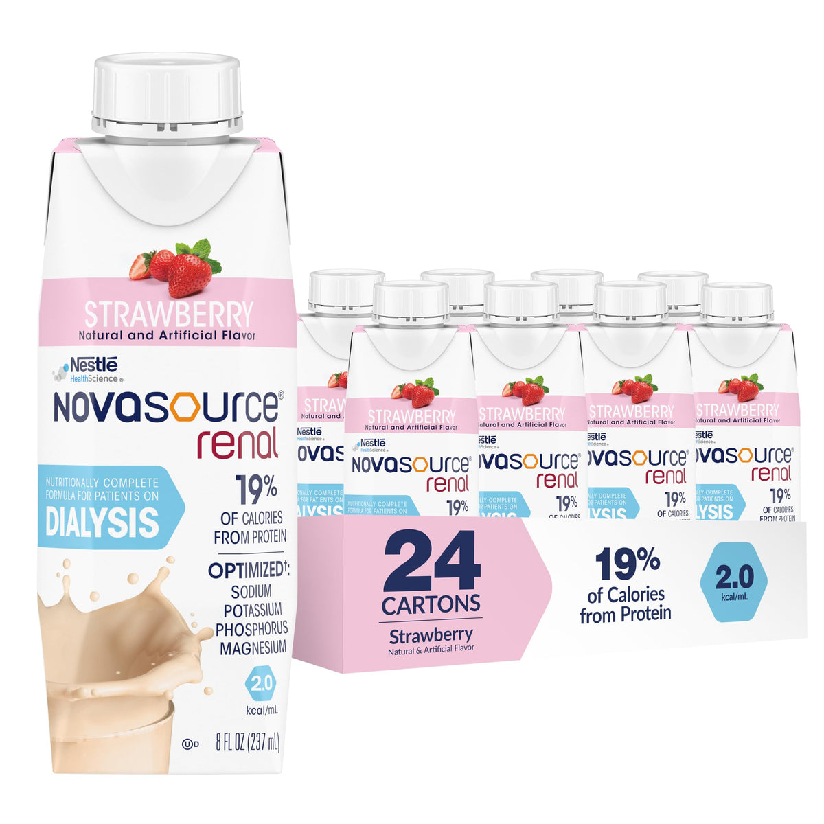 NOVASOURCE Renal Vanilla Dialysis Protein Shakes, 8 Fl Oz, 24pk