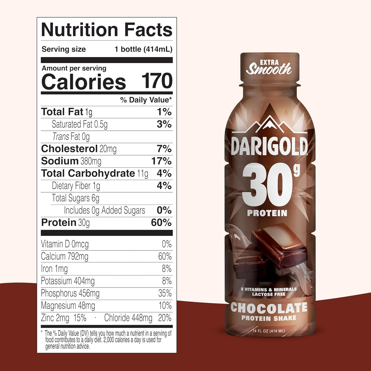 Darigold Chocolate Protein Shake, 30g per Serving Protein Drink (14oz 12ct)