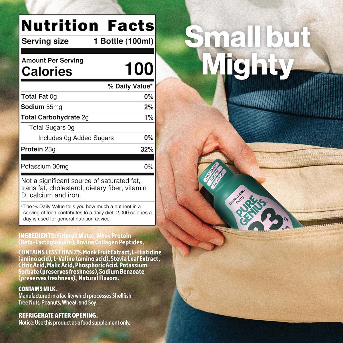 Pure Genius 23g Protein Shot | 100 Calories, No Sugar, No Fat | 24 Shots
