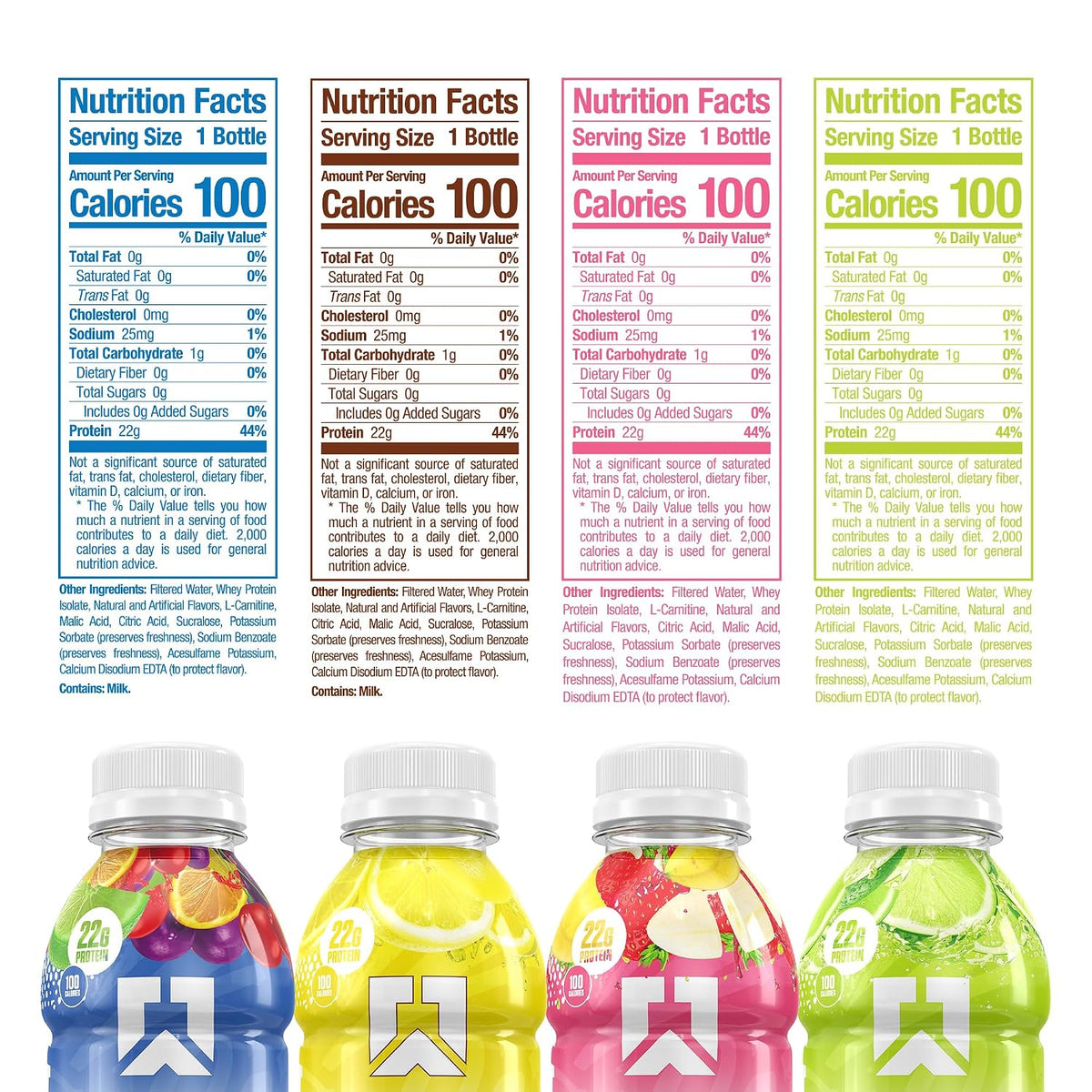 RYSE Clear Protein Drink - Variety Pack - 100 Calories, 22g Whey Isolate Protein Shake, Sugar-Free, 0g Fat & Lactose-Free - Refreshing Ready-to-Drink Beverage - 16.9 fl oz Bottles (12-Pack)